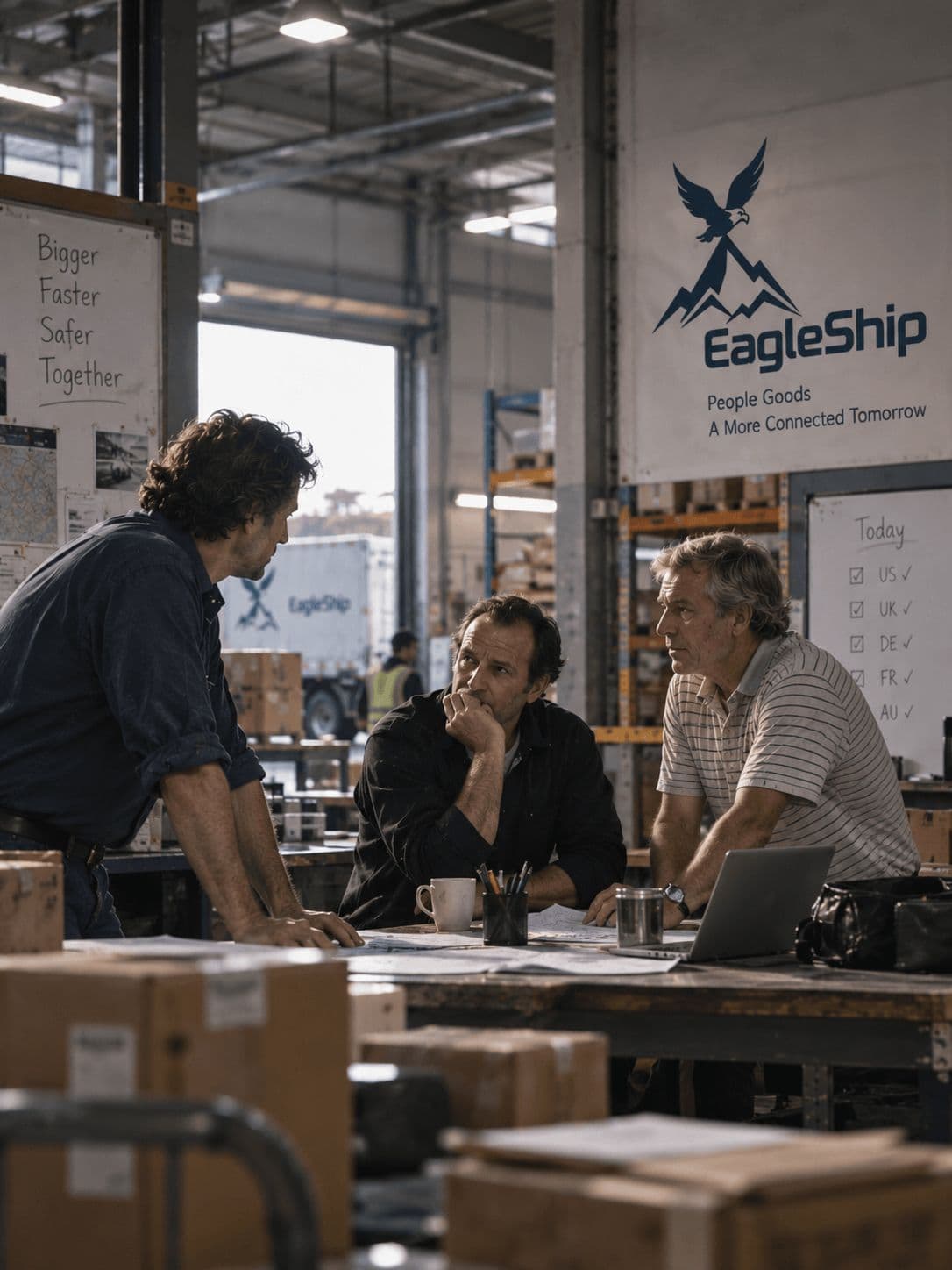 Operations team in a logistics workspace